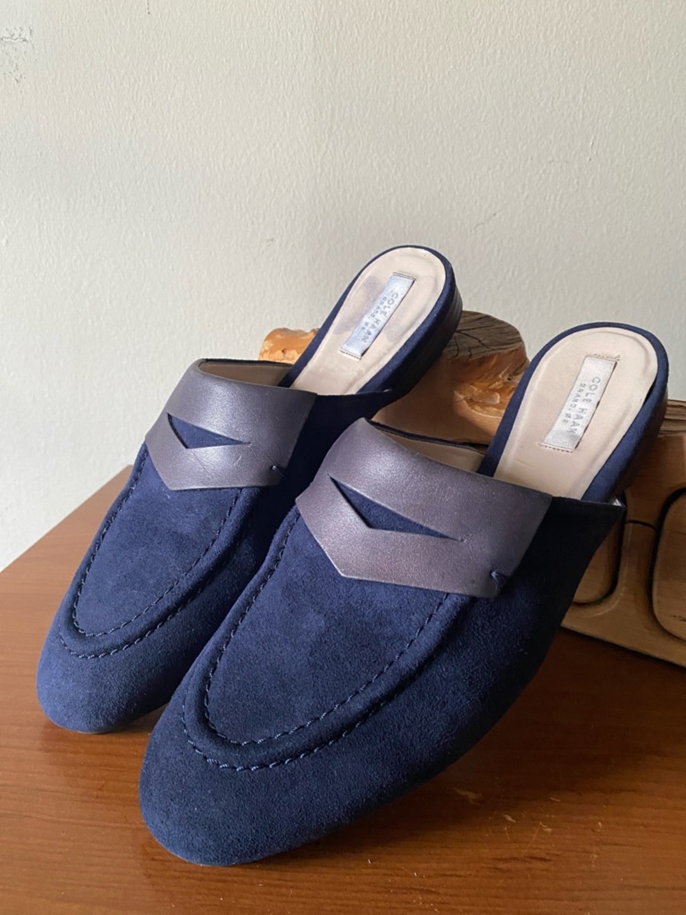 Cole Haan Suede Navy Mules